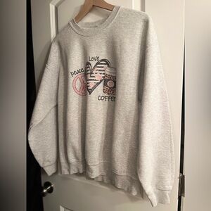 Gray Peace Love Coffee Sweatshirt